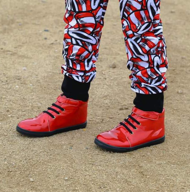 WESLEY Children's High-Top Sneaker in Irridescent Red