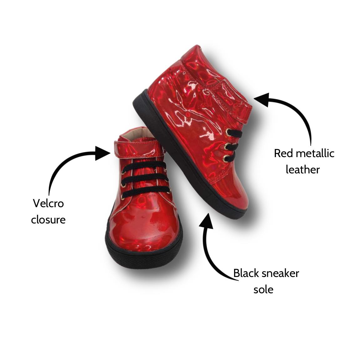 WESLEY Children's High-Top Sneaker in Irridescent Red