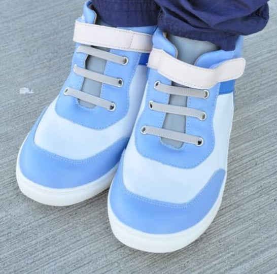 RYKER Children's High-Top Sneaker in Colorblock Blue Leather