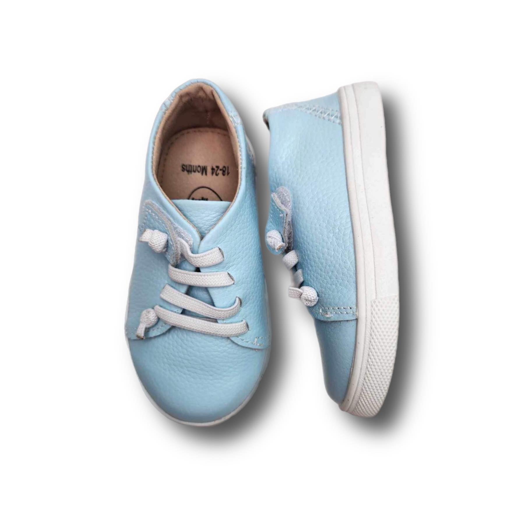 ZACKERY Children's Low-Top in Light Blue Leather