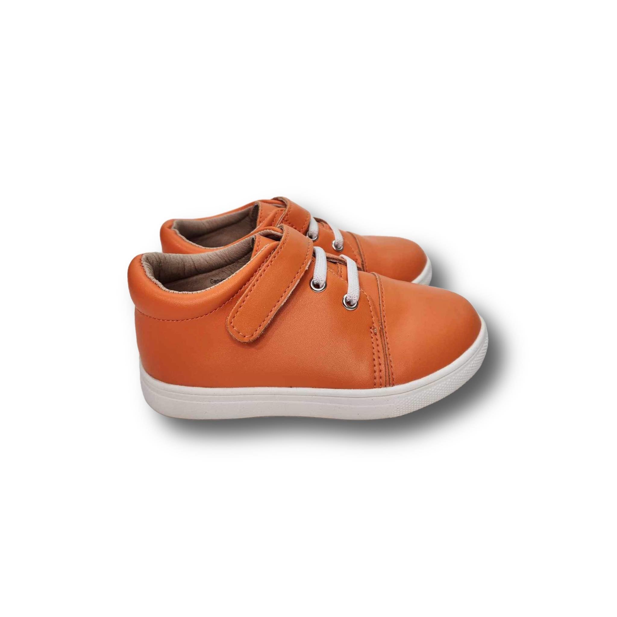 SAWYER Children's Low-Top Sneaker in Orange Leather