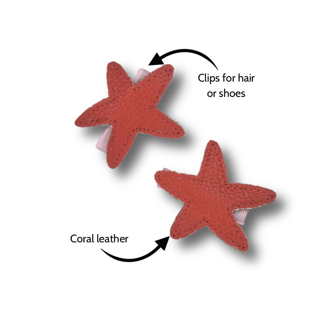 Hair & Shoe Clip in Coral Starfish Leather