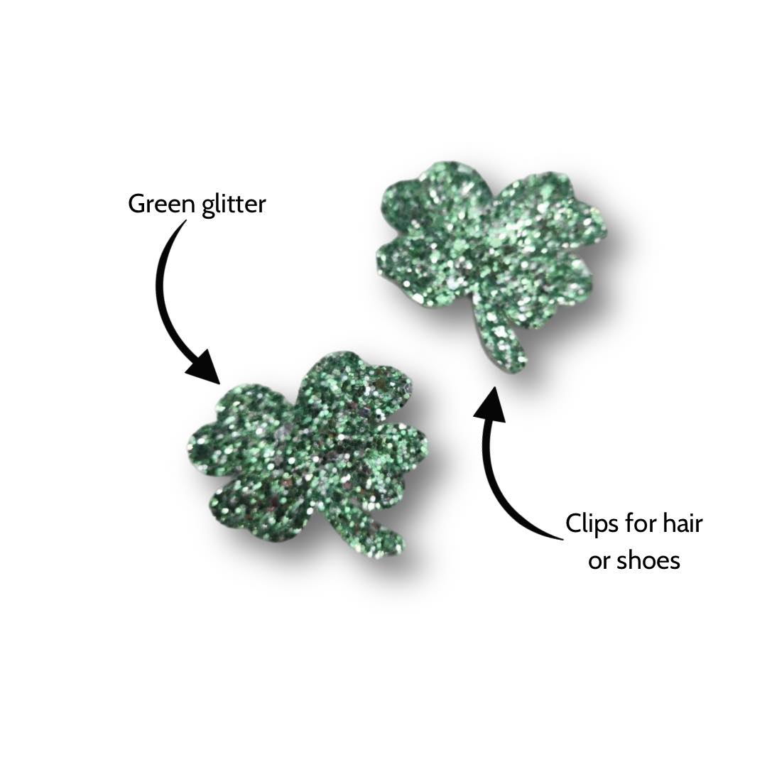 Hair & Shoe Clip in Green Sparkle Shamrock
