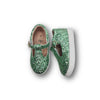AUBREIGH PLAY Children's T-Strap Sneaker in Green Sparkles