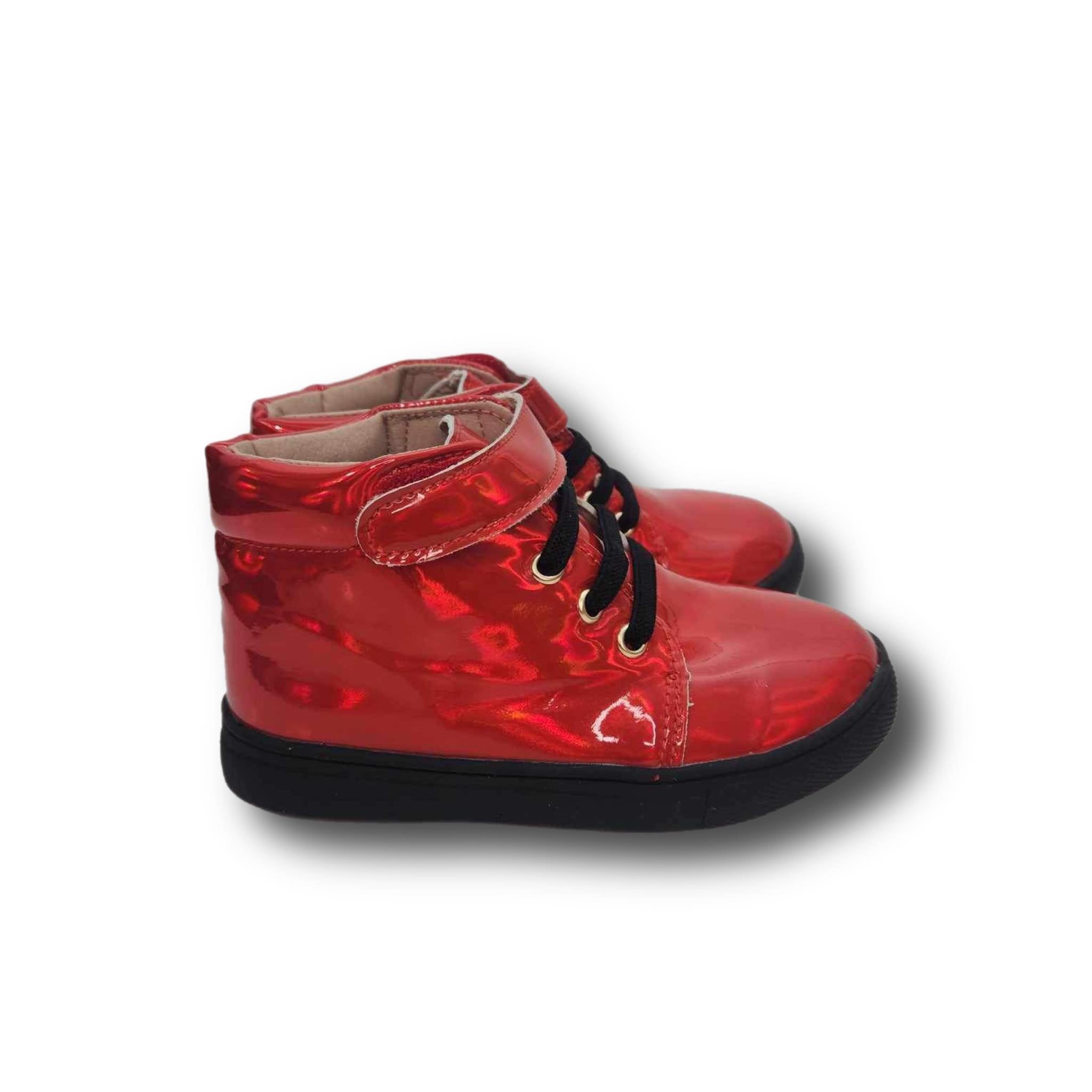 WESLEY Children's High-Top Sneaker in Iridescent Red