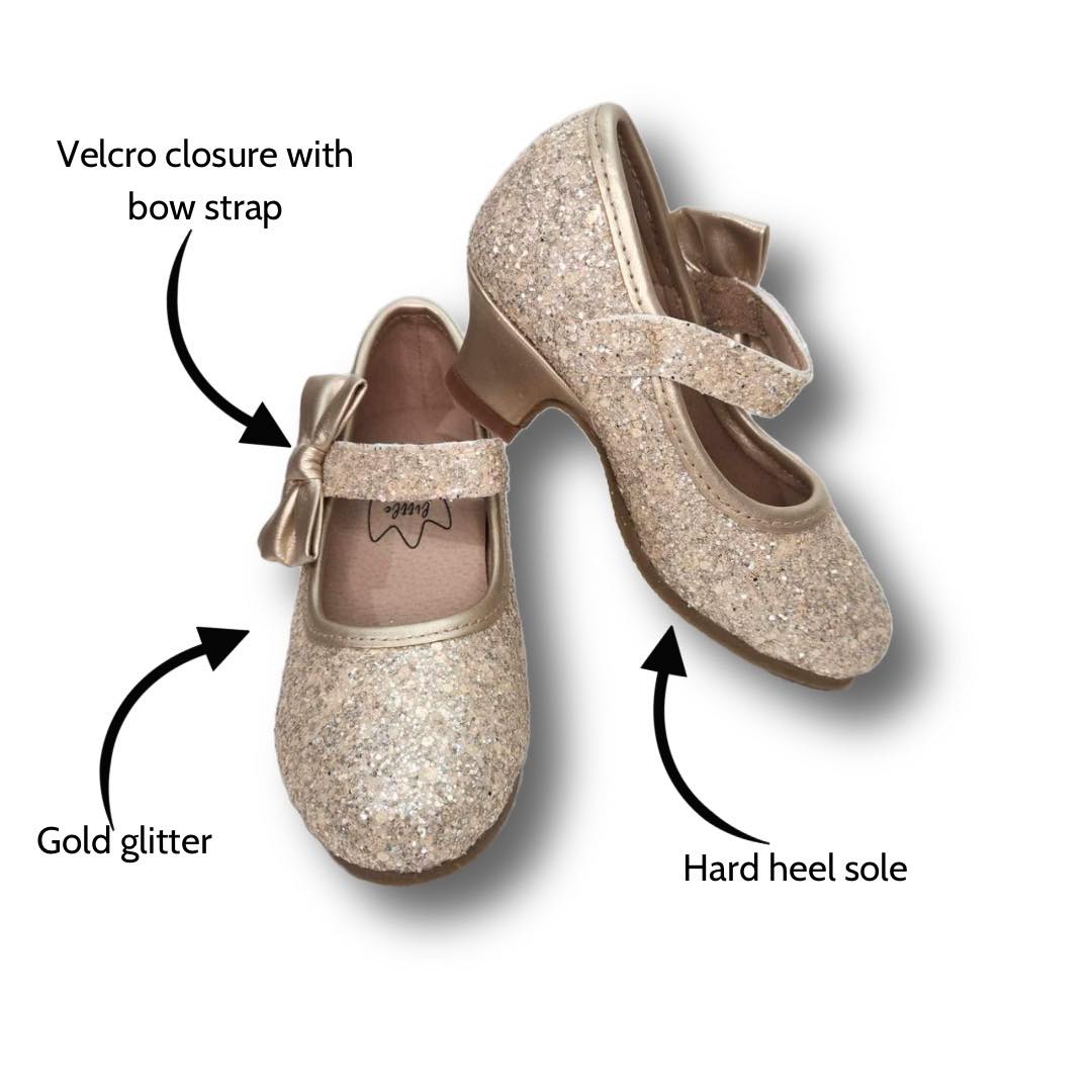 TYLEIGH Children's Heels in Gold Sparkle Leather